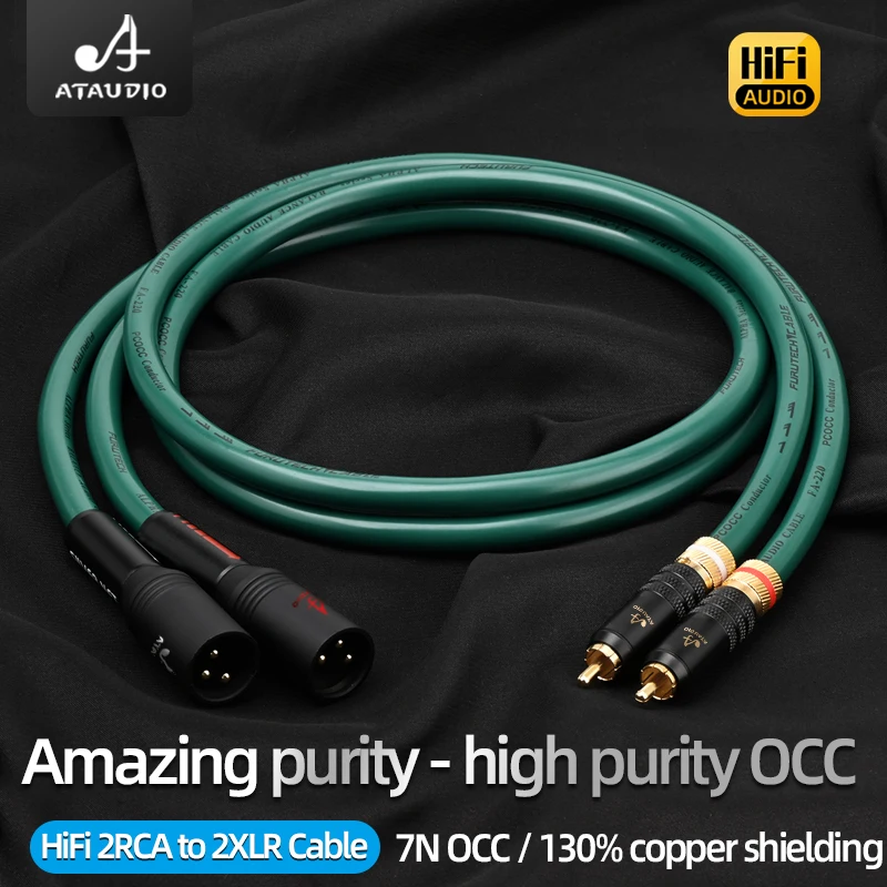 ATAUDIO HiFi 2RCA to 2XLR Cable High Quality Premium 2-core with Shielding HiFi Audio Cable RCA to XLR Interconnect Cable