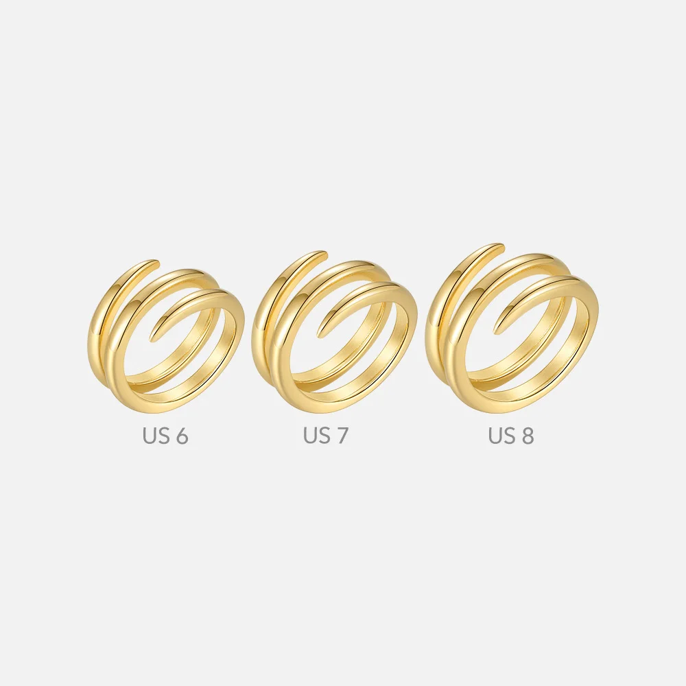 ENFASHION Spiral Line Rings For Women Gold Color Simple Ring Fashion Jewelry Stainless Steel 2021 Party Bague Femme R214087