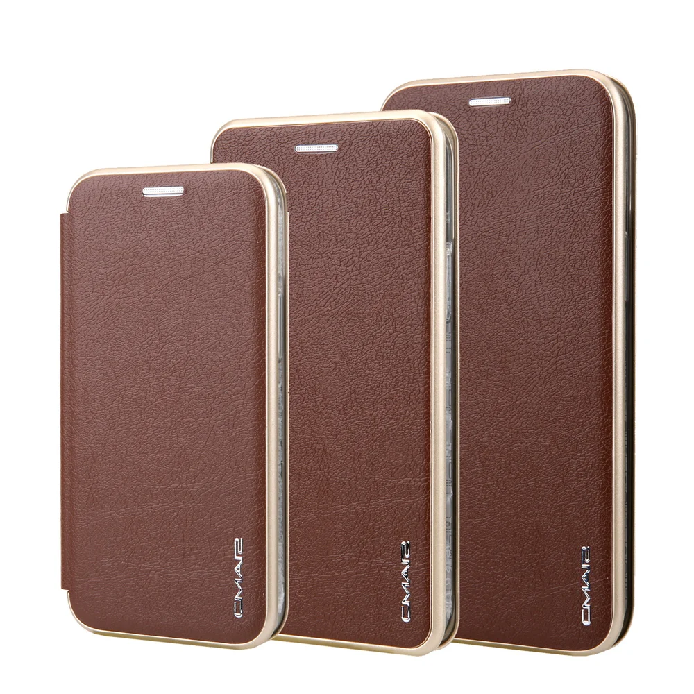 CMAI2 Luxury Plain Leather Case for iPhone 14 Pro Max 7G 8G XR XS Max 11 Pro 12 13 Mini 14 Plus Magnetic Flip Cover