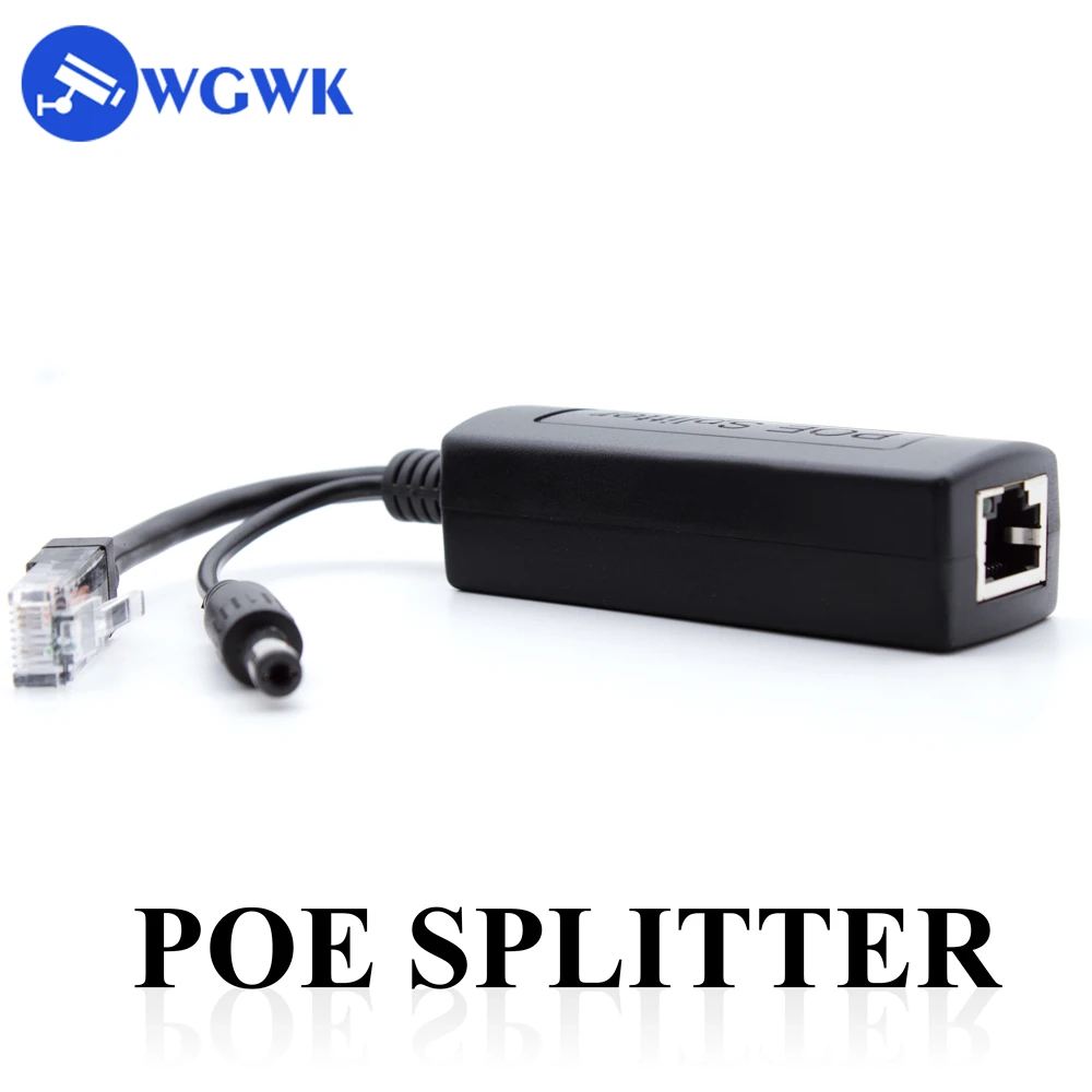 Wgwk poe divisor 48v poe para saída dc 12v conectores cabo adaptador para câmera ip de rede/ap sem fio/cctv/arduino com ethernet