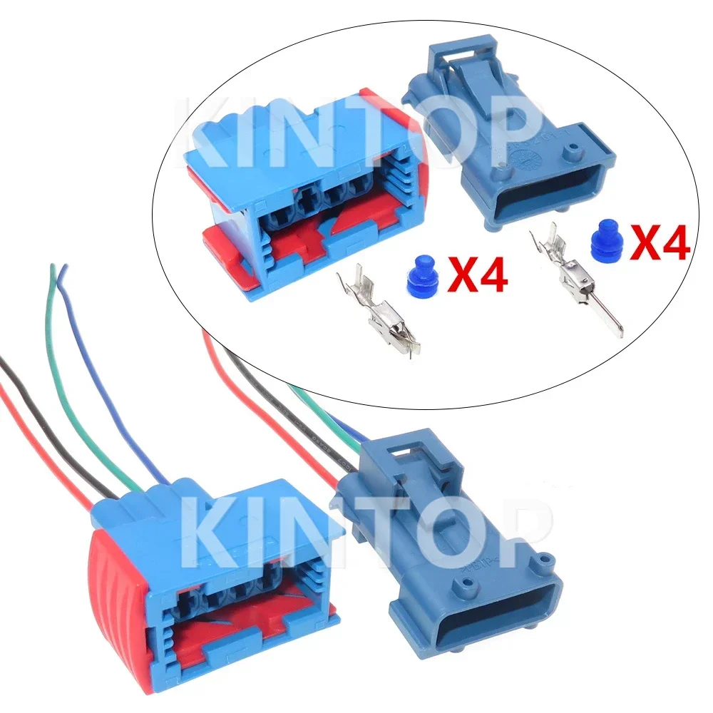 

1 Set 4 Pins 144998-3 AC Assembly Car Wiring Socket with Cables 185001-3 Auto Male Female Wire Connectors 3-965261-1