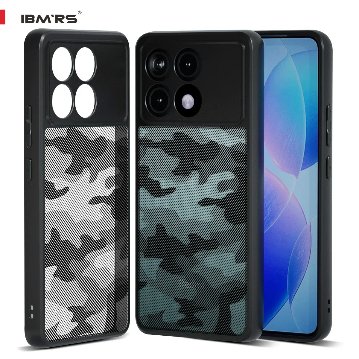 

IBMRS for Xiaomi poco F6 pro 5G Case [Anti-Yellowing] [Military-Grade Protection]Anti-Scratch Clear Back-Camo Black