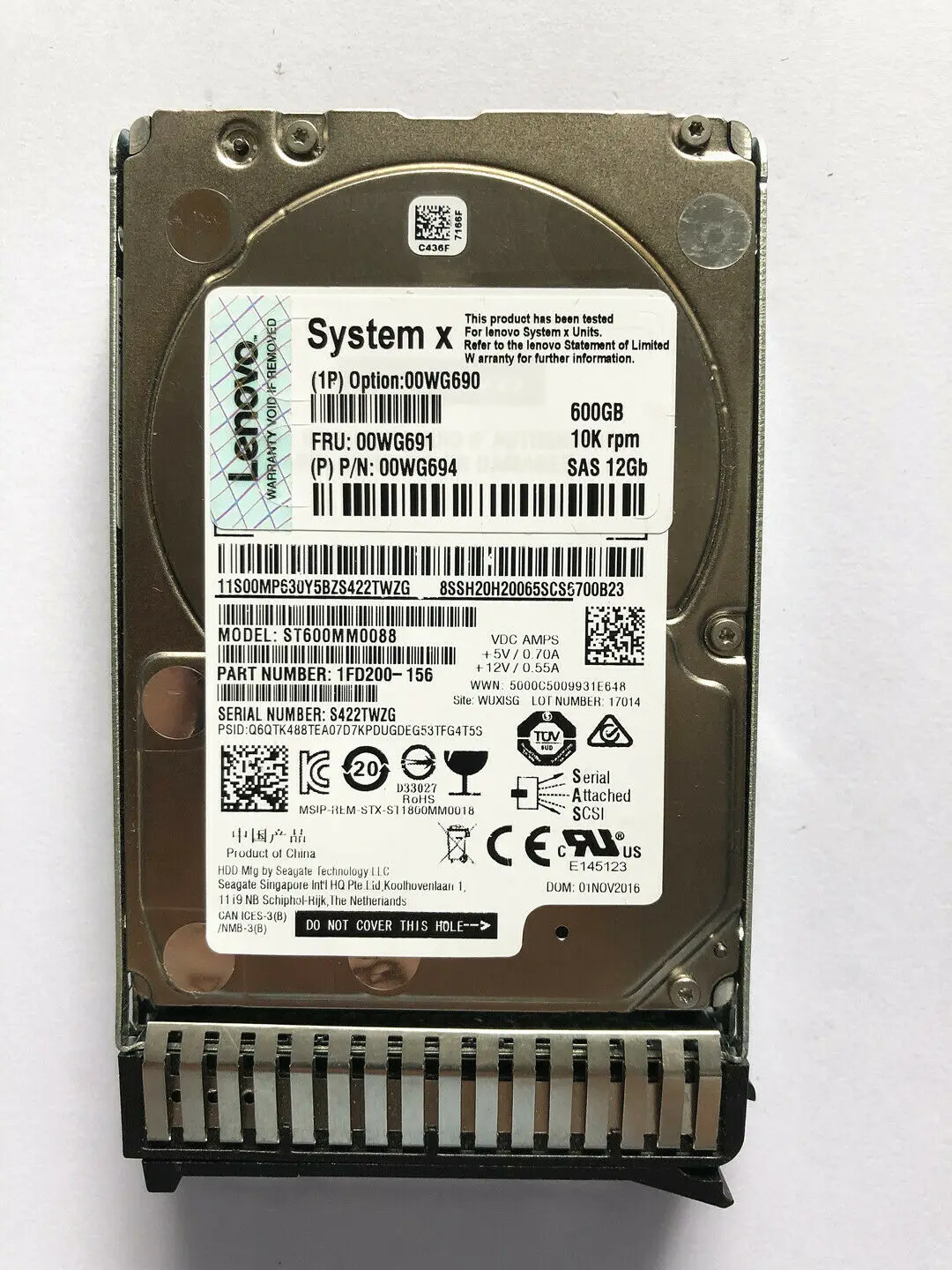 

Для жесткого диска IBM 00WG690 00WG691 600 гб SAS 10K 12 Гб/с 2,5 "G3HS X3650M5