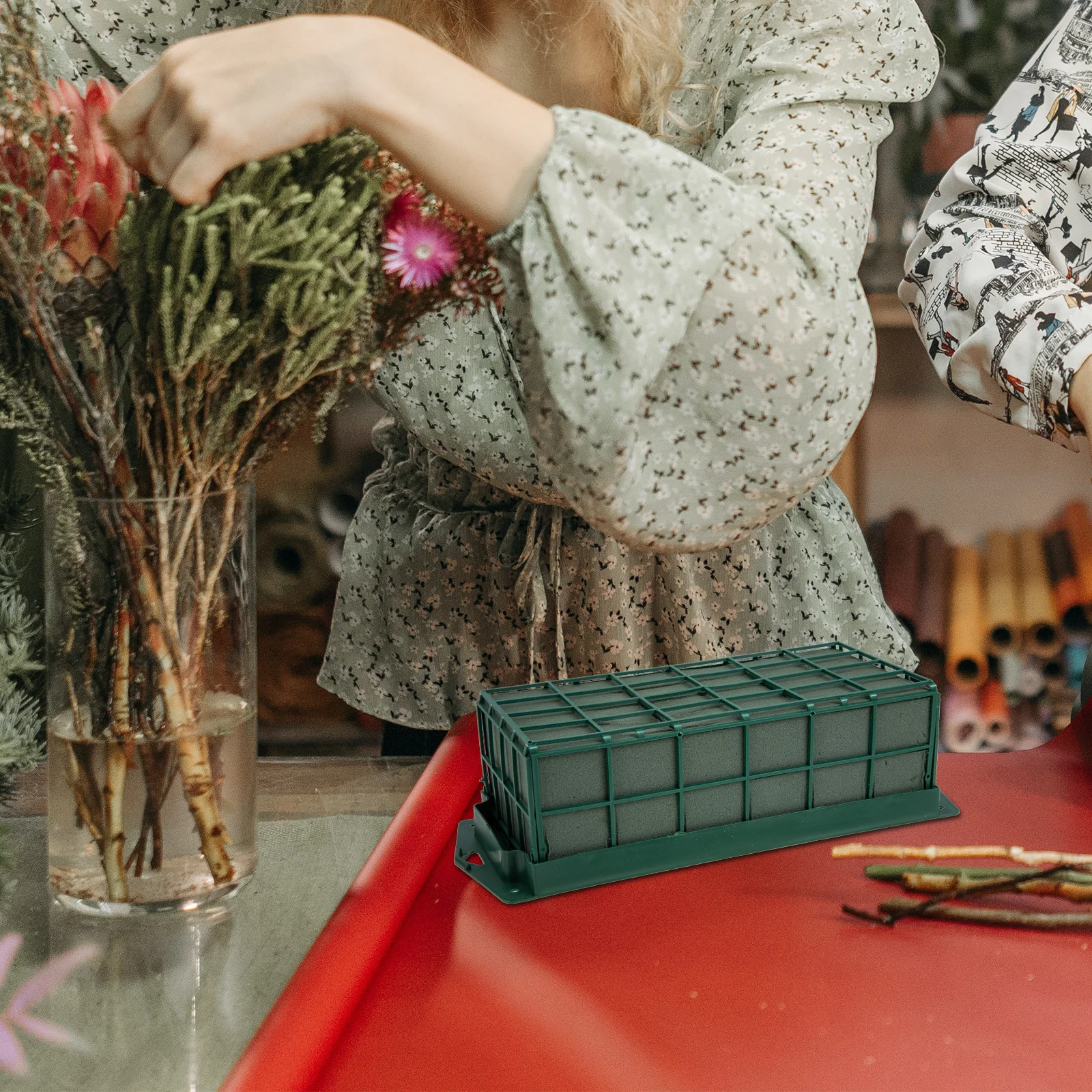 قفص رغوي متين على شكل زهور، طين زهور مربع لمستلزمات تزيين متعددة، قفص زهور، رغاوي الزهور