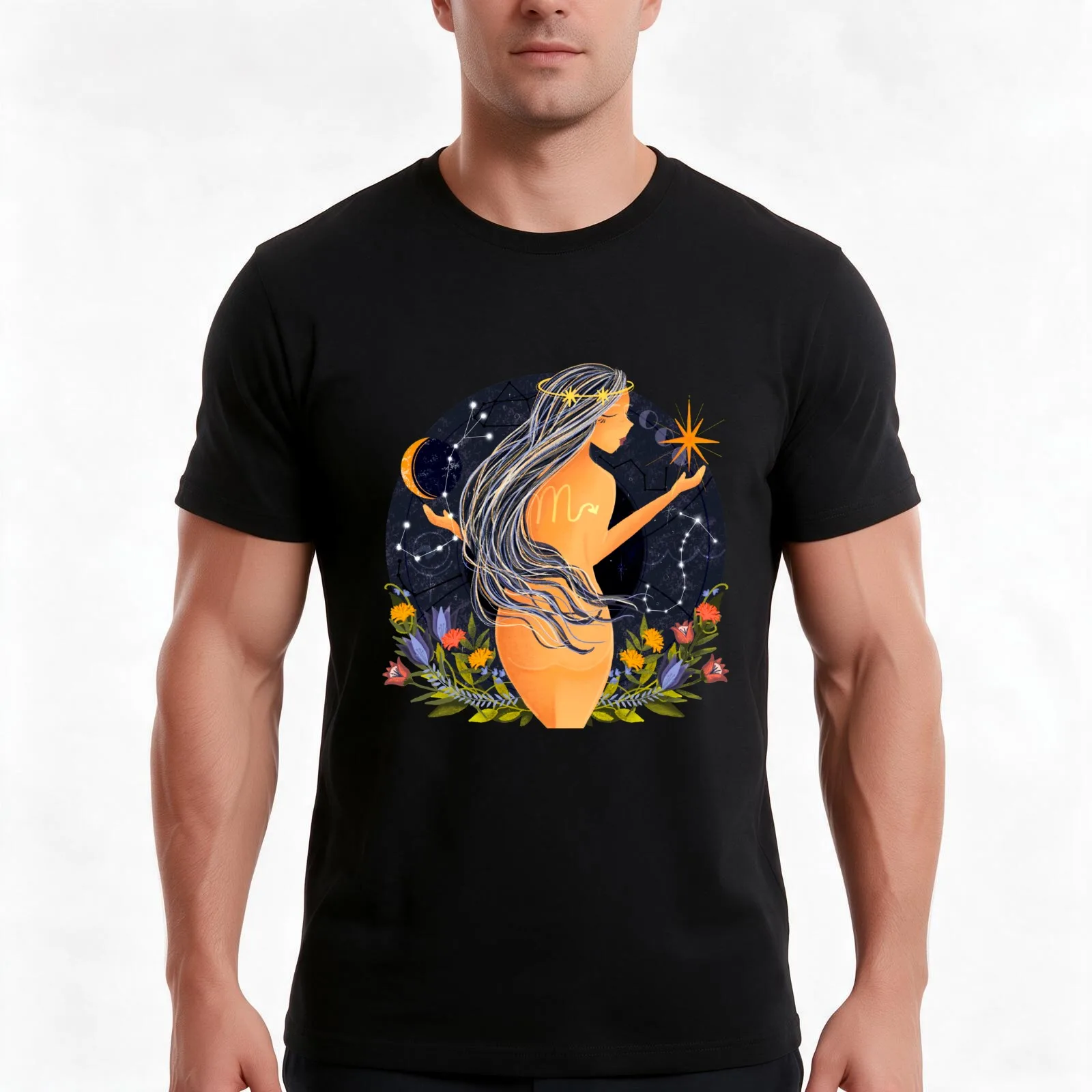 Scorpio Horoscope T-Shirt, Summer Casual Cotton Tee, Oversized Streetwear Tops, Vintage Graphic Print, Loose Fit Short Sleeve