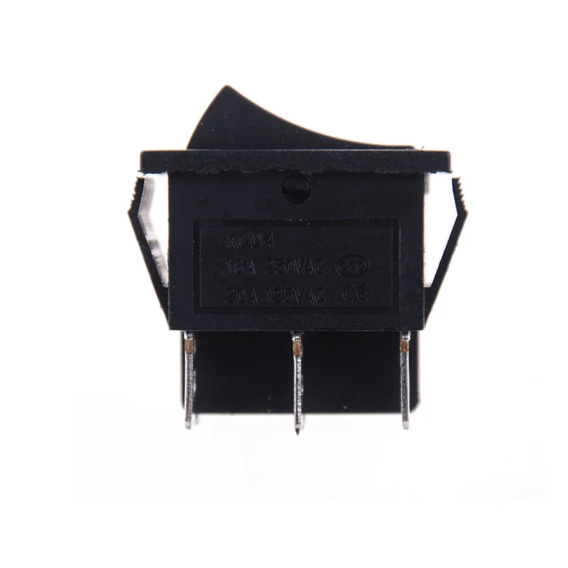 Multifuncional 1 PCS KCD4 Rocker Switch Preto DPDT ON/OFF/ON 6 PINOS 16A/250VAC 20A/125VAC