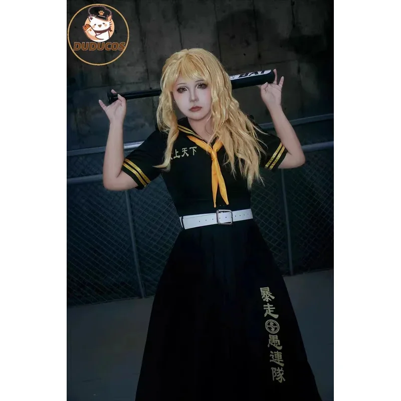 

In Stock Tokyo Revenger Cosplay Costume JK School Uniform Girl Dress T shirt Set Toukyou Ribenjaazu Mikey Manjiro Sano