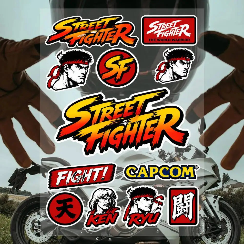 Street FiG-hter Racing Motorcycle Stickers Set Waterproof Vinyl Decals For Helmet Motorcycle Car Laptop Skateboard Luggage