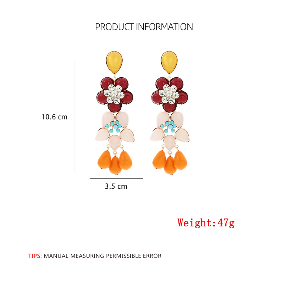 ZAA Vintage Colorful Resin Geometric Flower Drop Earrings for Women Ethnic Style Holiday Party Jewelry Accessories