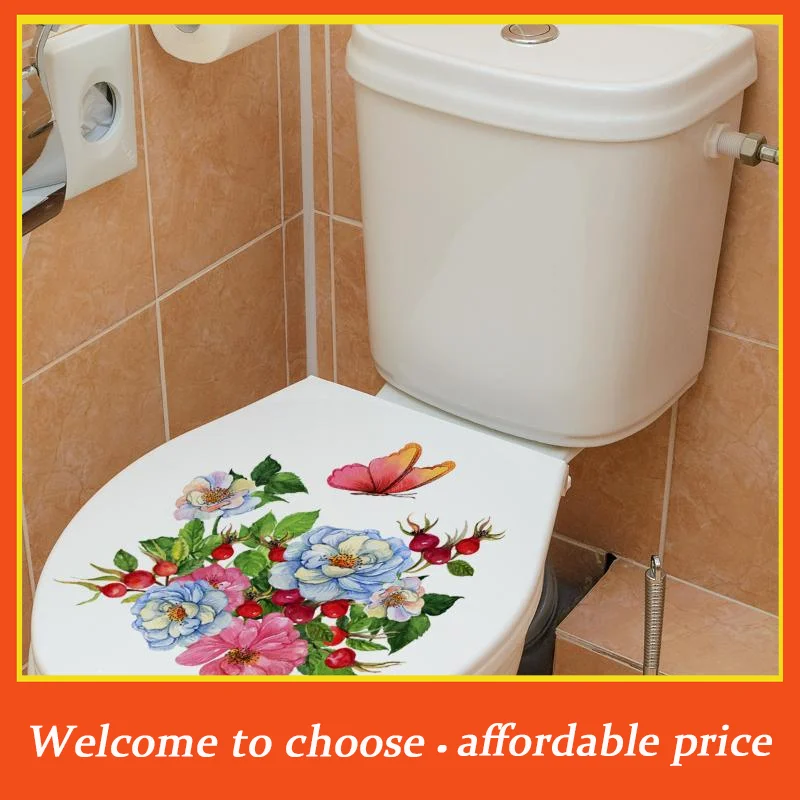 #Easy to Apply Plant Leaves Toilet Sticker Self-Adhesive Waterproof Floral Wall Mural for WC Bathroom Decoration