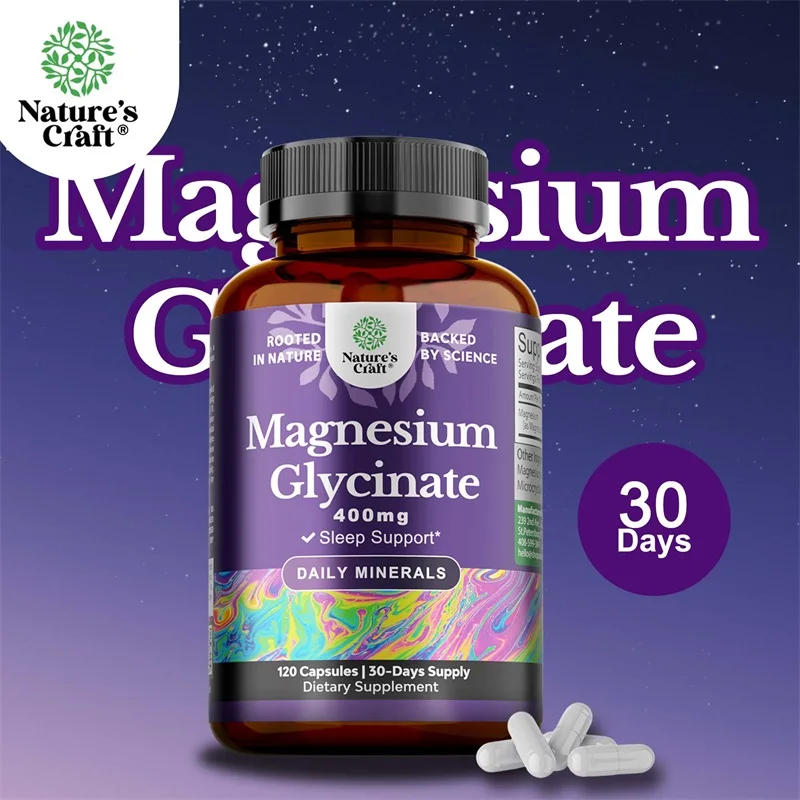 

Magnesium Glycinate Capsules - Improves Sleep Quality, Balances Electrolytes, and Promotes Muscle Recovery and Vascular Health