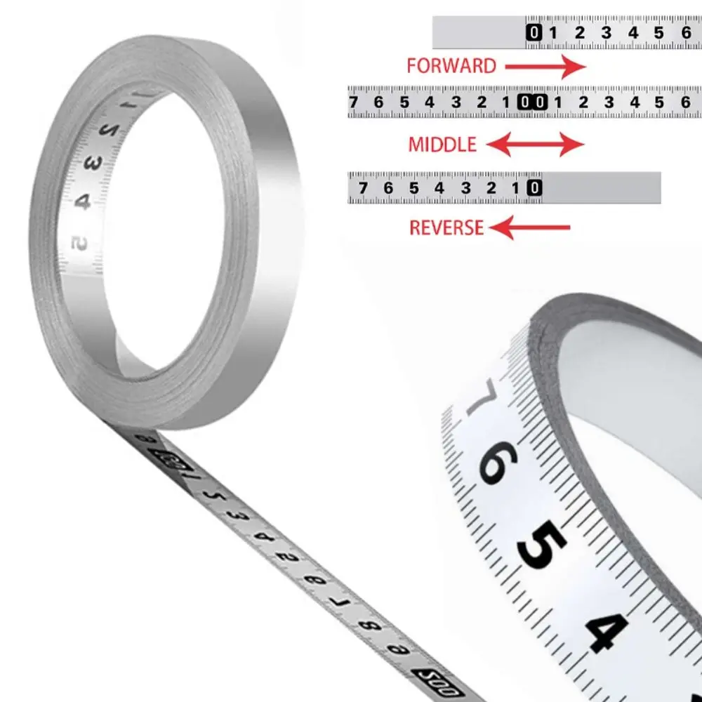 High Quality Self-Adhesive Measuring Tape Stainless Steel 13MM Width Workbench Ruler 1/2/3M Long Metal Tape Measure Miter Track