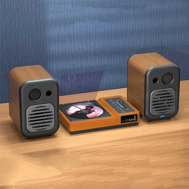 Reprodutor de cd hifi sem perdas, corpo de madeira, bluetooth 5.2, alto baixo, ajustável, eq, portátil, usb, áudio player, controle remoto infravermelho