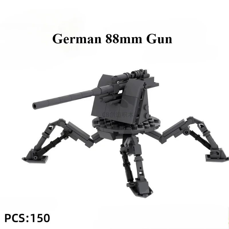 Brickmania Style WW2 MOC Building Blocks | German 88mm Gun Quadruped Mech | Compatible Small Bricks