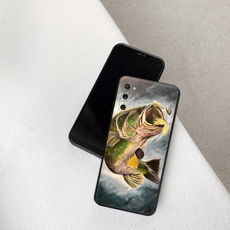 River Carp Fishing Art Soft Phone Cases For Samsung Galaxy S23 Plus S22 Ultra S21 S20 FE S10 Note 20 10 Lite 9 Black Matte Cover