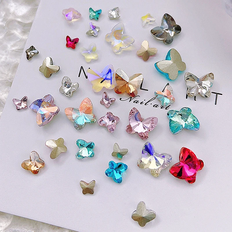 

30PCS Mixed Sizes 3D Butterfly Nail Art Rhinestone Charms Supplies Materials Jewelry Parts Accessories For Nails Decoration Tool