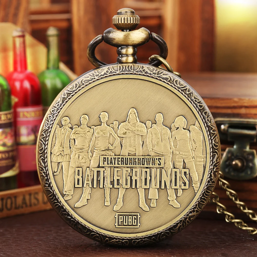 Bronze Games Pendant Cosplay Costumes Coin Badge Quartz Pocket Watch Statement Alloy Jewelry Clock with Hook Waist Chain Men