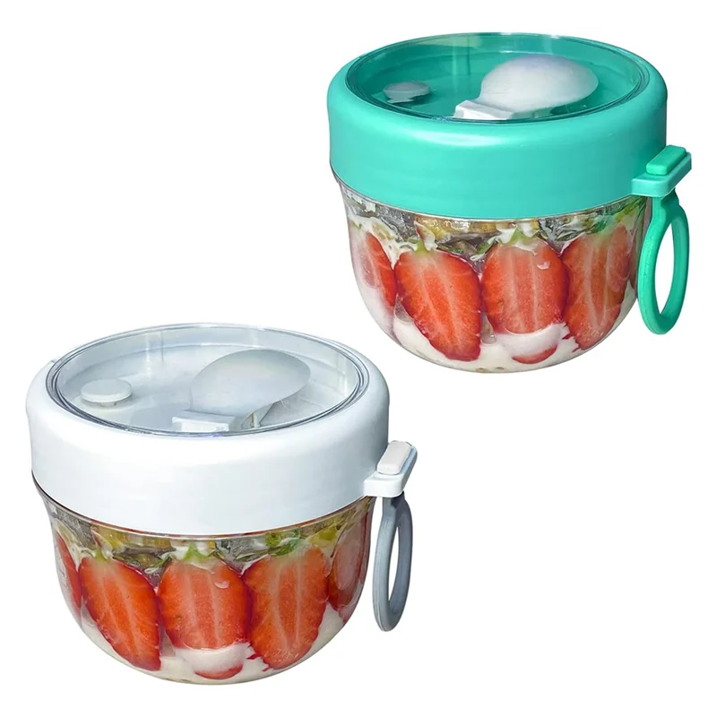 

RM-600Ml Portable Breakfast Cup Multifunction Transparent Overnight Oat Food Container With Lid And Spoon