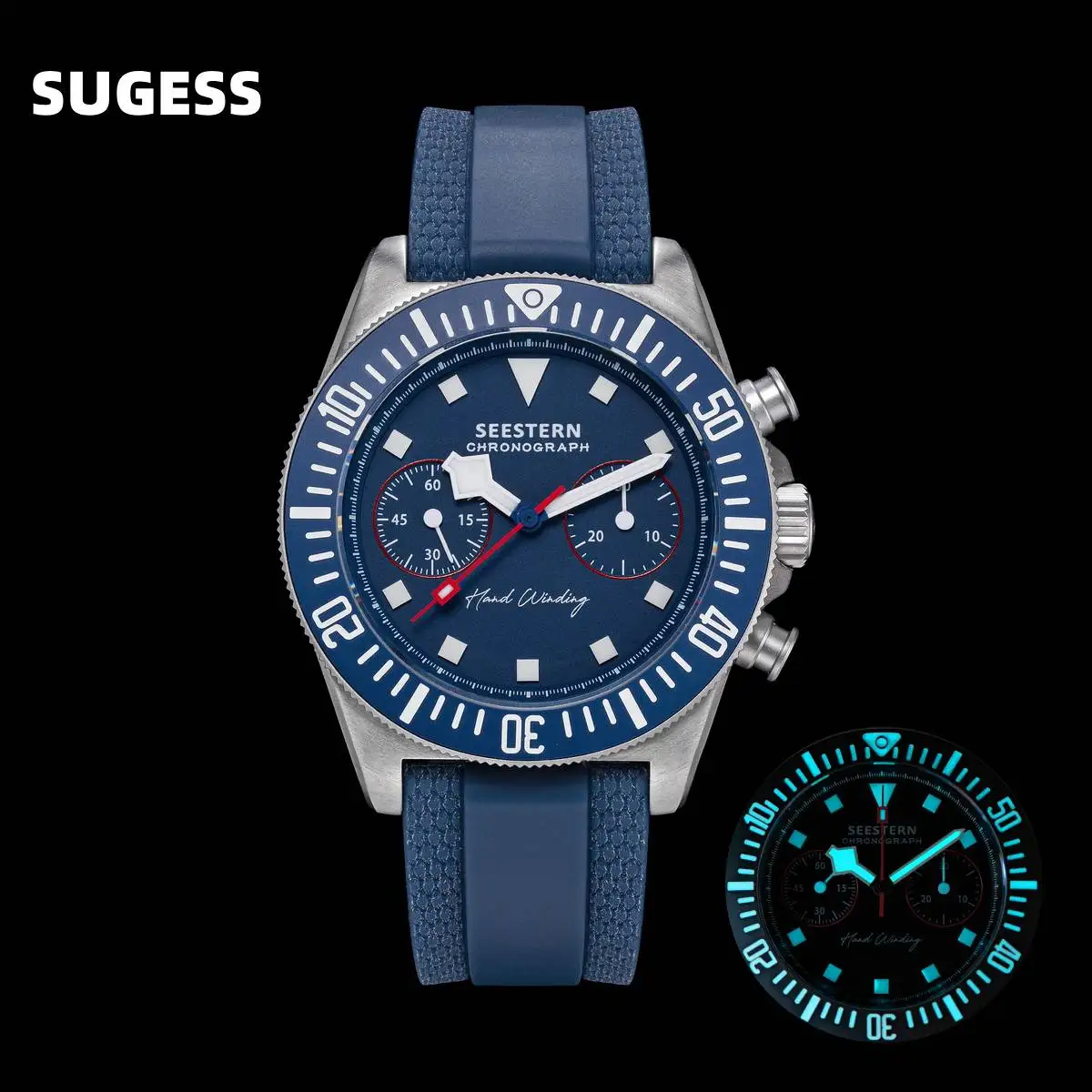 

Мужские наручные часы-хронограф с механизмом ST1901, сапфировым стеклом, люминесцентными стрелками, водонепроницаемые, из нержавеющей стали