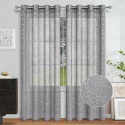 1PC Hot silver window screen semi blackout perforated curtains, living room and bedroom curtain decoration