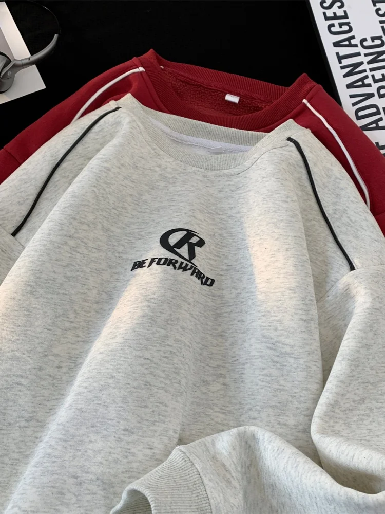 

Утепленный флисовый свитшот с круглым вырезом для мужчин, зимний, плотный, износостойкий, повседневный, с длинными рукавами, модный, для подростков