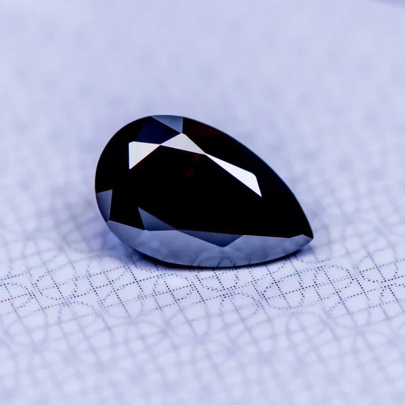 

Moissanite Stone Pear Cut Black Primary Color Gemstone Lab Grown Diamond for DIY Charms Jewelry Making Materials with GRA Report