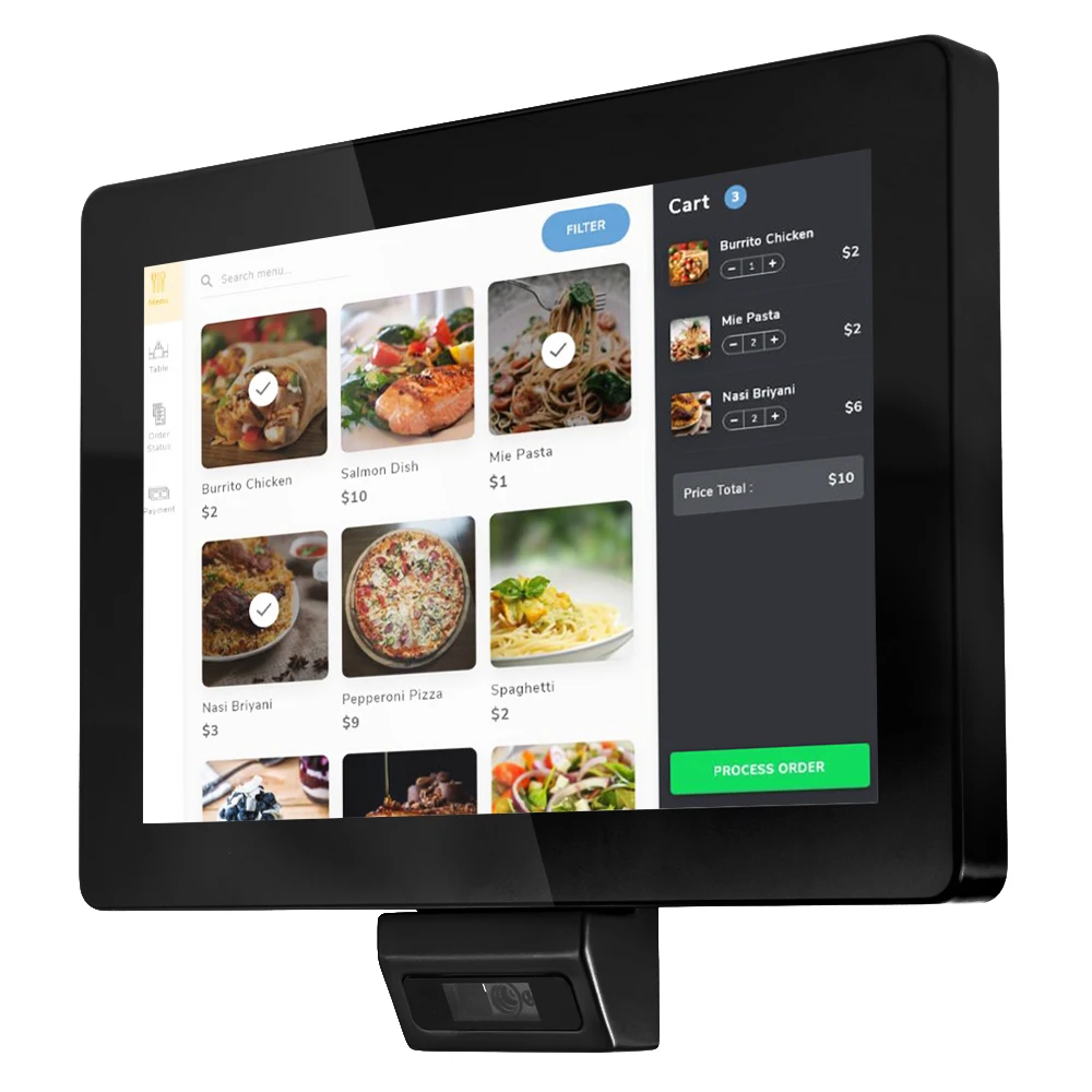 P1010 Terminale registratore di cassa con sistema POS touchscreen integrato da 10,1 pollici per vendite al dettaglio e di ristoranti in magazzino