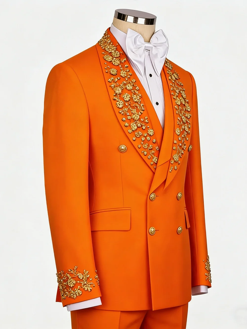 Modern 2 Pieces Men's Suits Shawl Lapel Double Breasted Jacket Sets Crystals Prom Male Party Customized Outfits