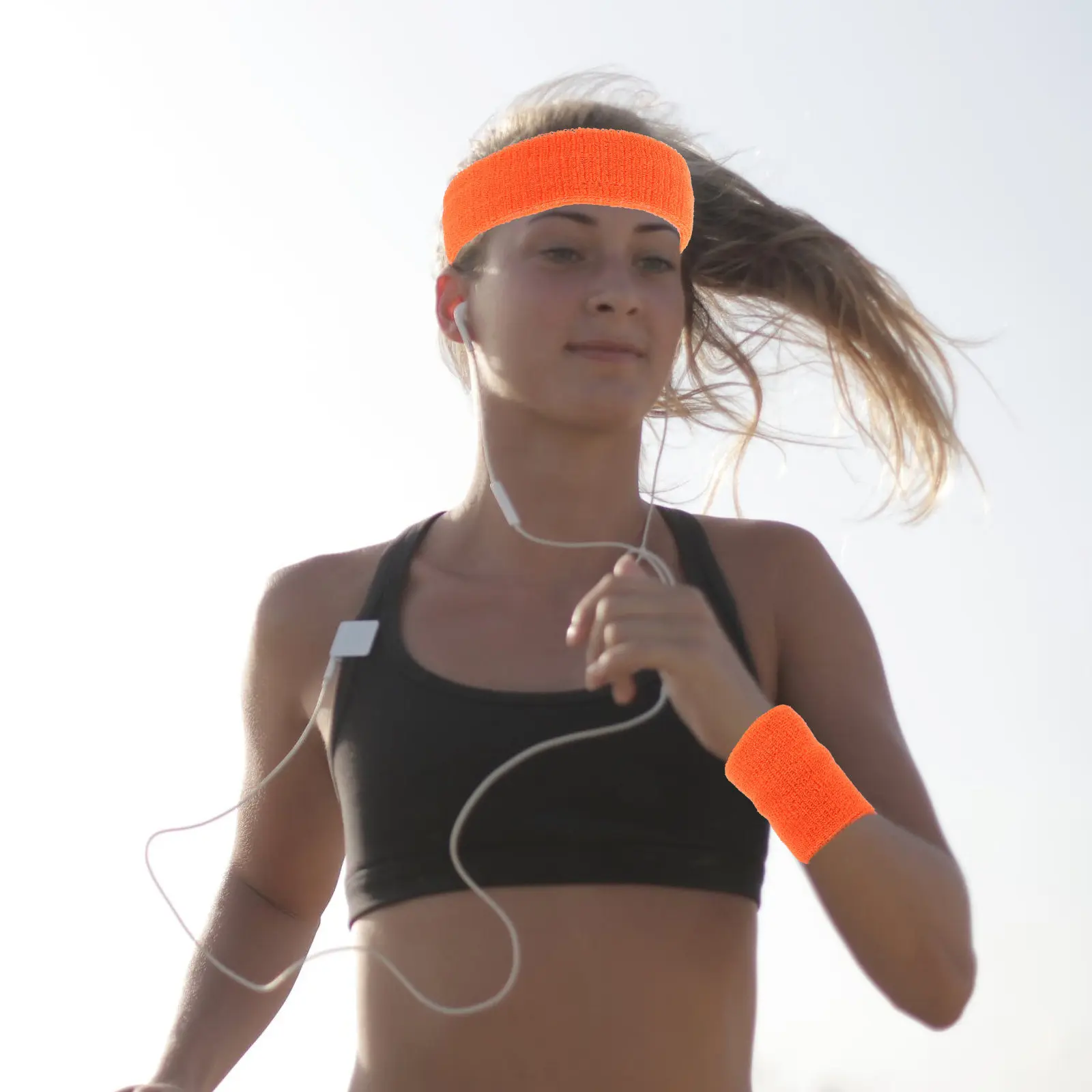 1Set Breathable Polyester Workout Headband and Wrist Bands Set for Women Elastic Sweat Absorbing Yoga Running Gym Exercise