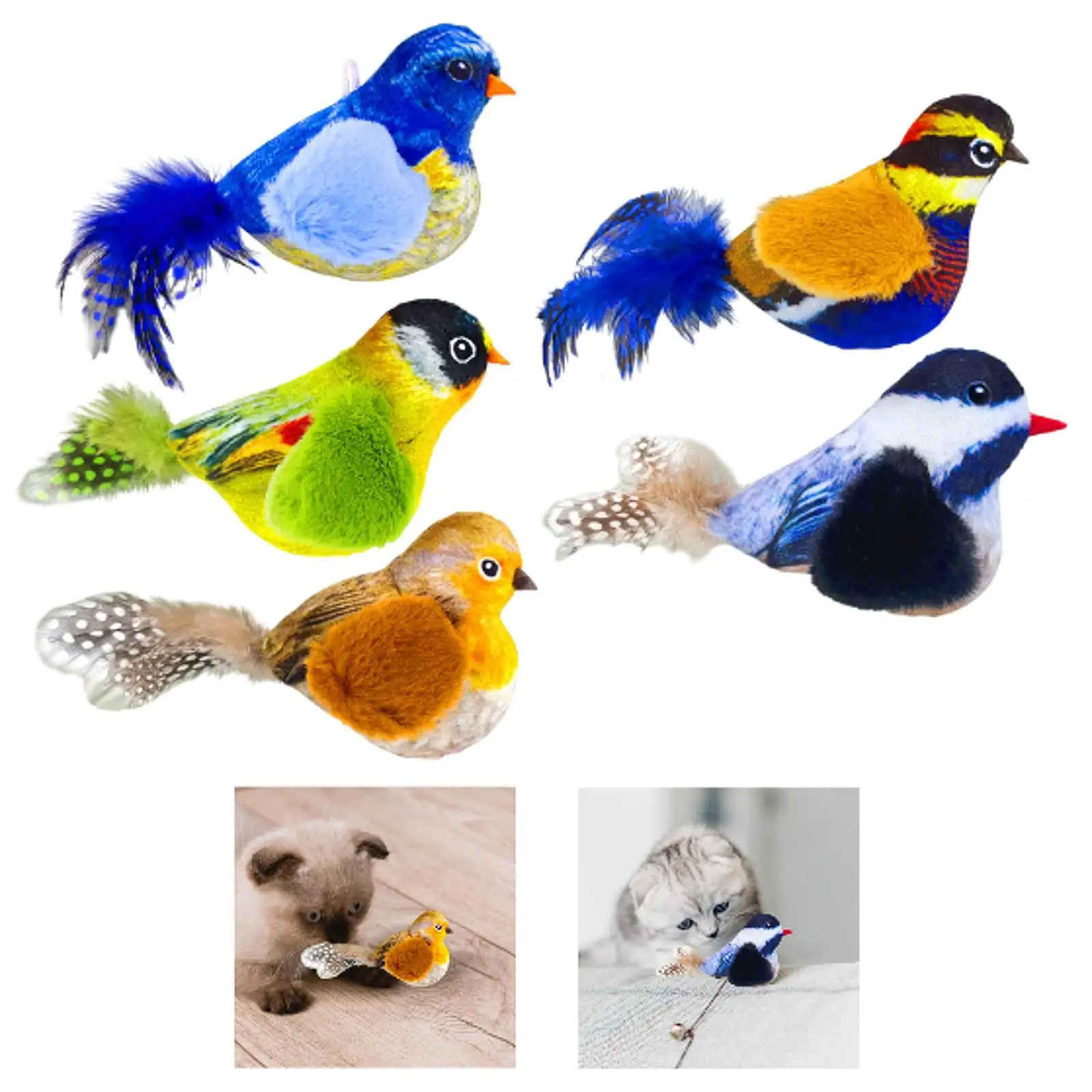 Hanging Door Cat Plush Toy with Sound Realistic Plush Bird Cat Toy for Kittens Training Cat Run Indoor Cats Kitty Accessories