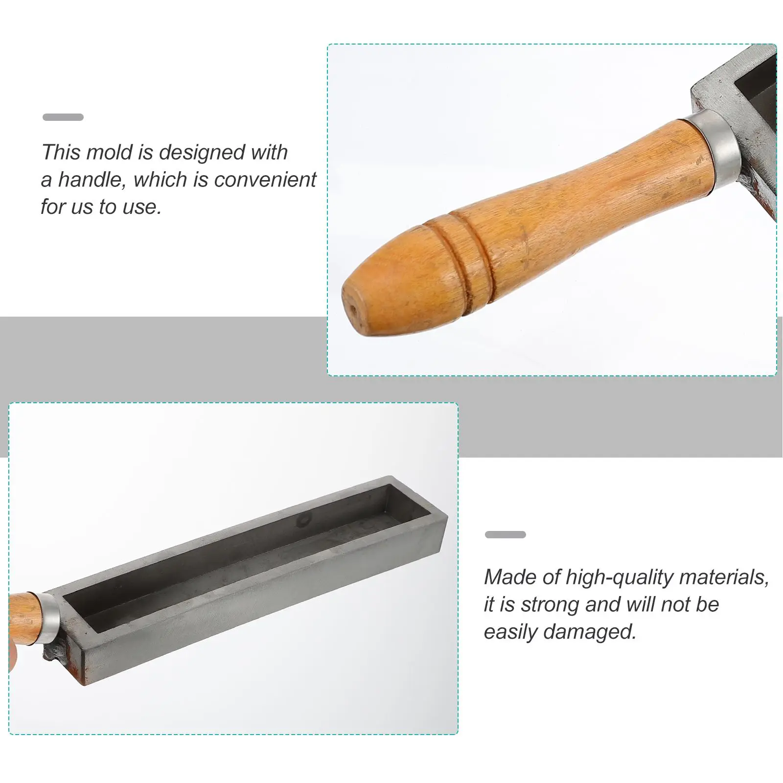 Wooden Handle Iron Tank Oil Silver Melting Mould Metal Casting Slot