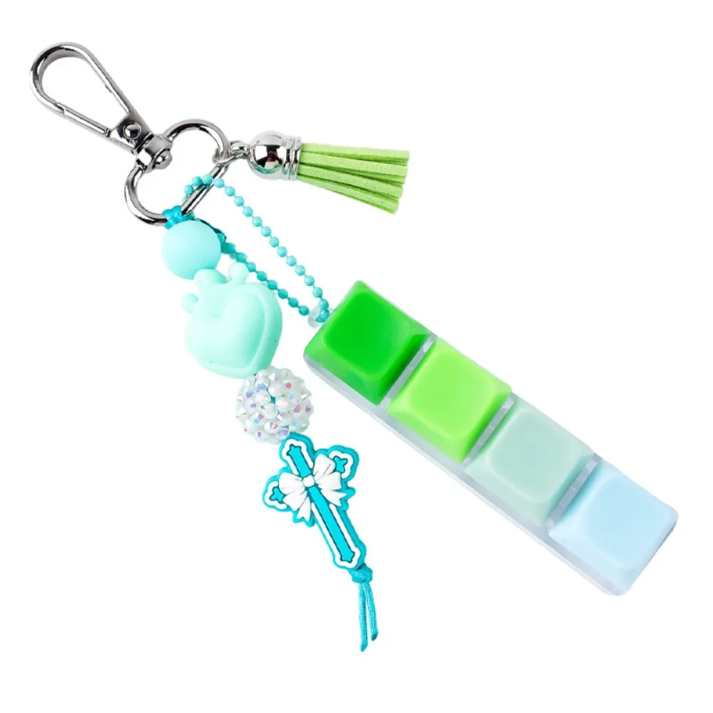 Silicone Beads Handmade Keychain Soft Silicone Fidget Press Button Bead Bag Charm Heart-Shaped Ornaments