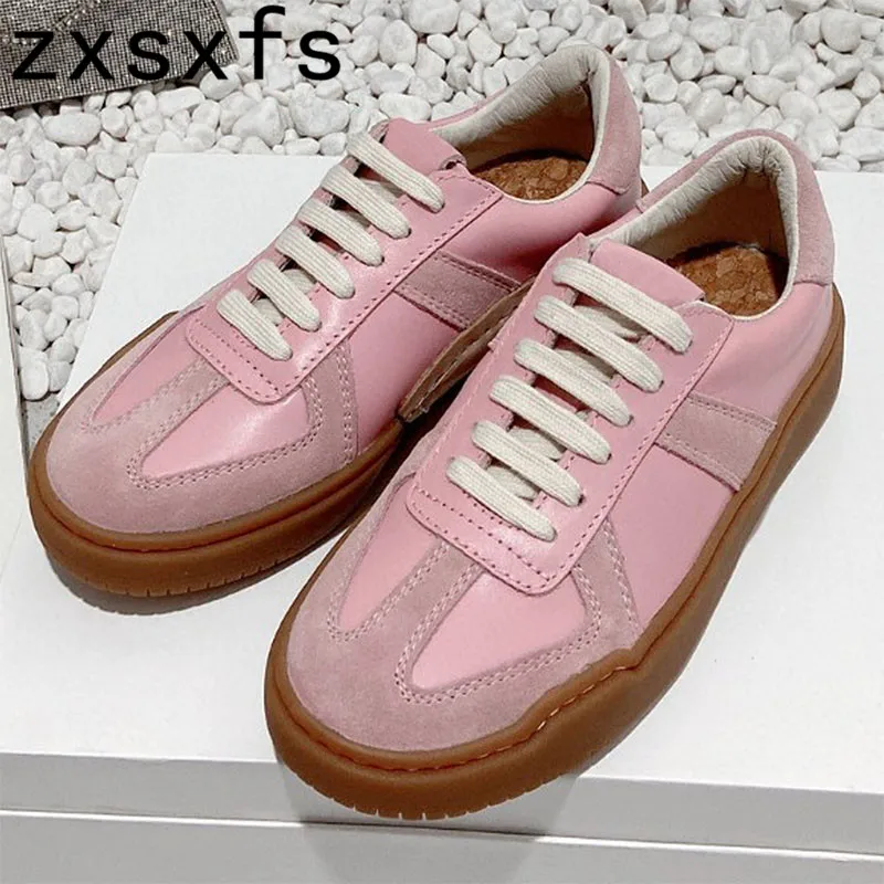 

2022 Luxury Brand Platform Women Shoes Round Toe Lace Up Leather Suede Patchwork Retro Sneakers High Top Causal Shoes