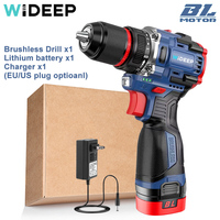 WIDEEP 16V 70N.m Brushless Cordless Drill Self-locking Chuck Electric Screwdriver 20+1 Torque Settings 2-Speeds  Power Tools