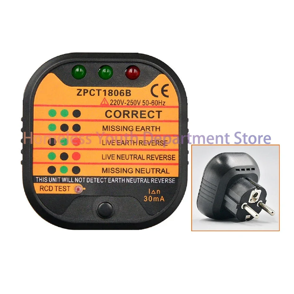 Breaker Ground Tester Portable Safety Instrument Inspections LED Light Indication Trip Current Electtrical Tools Outlet Socket