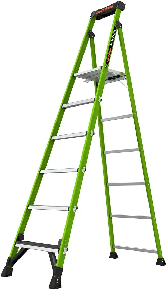 Ladders, Mightylite 2.0, 8' Stepladder With Ground Cue, Fiberglass, Type Iaa, 375 Lbs Weight Rating, (15408-001), Green