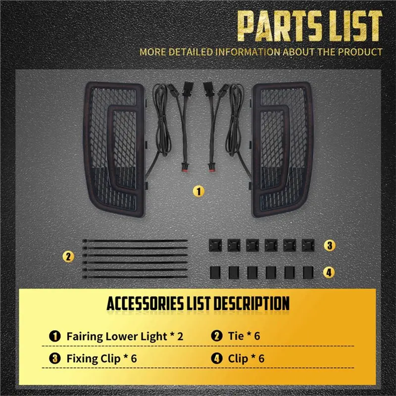 Leading-Edge-Motorcycle LED Fairing Lower Grills Light Turn Signal Lamp For Touring Road King Electra Street Glide 2014-2