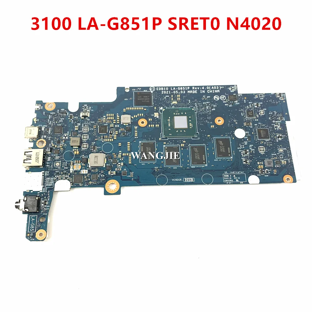 Placa-mãe para Notebook Dell Chromebook 3100 EDB10 LA-G851P CN-0N1DHY CN-02VPK7 02VPK7 100% Totalmente Testada
