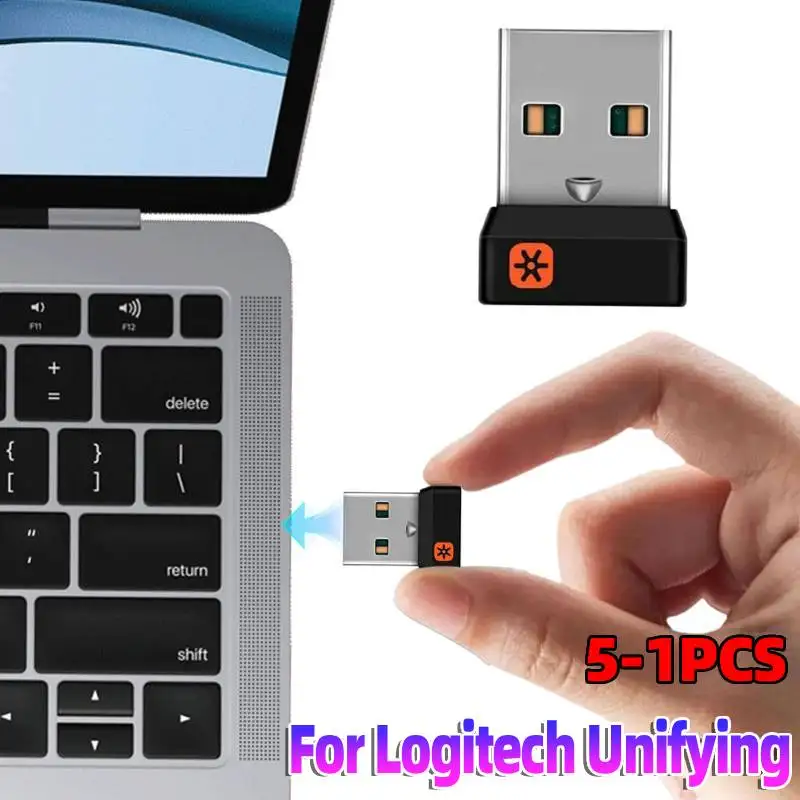 1-5Pcs USB Receiver Connects Up To 6 Devices Wireless Dongle Receiver USB Dongle Adapter for Logitech Unifying Mouse Keyboard