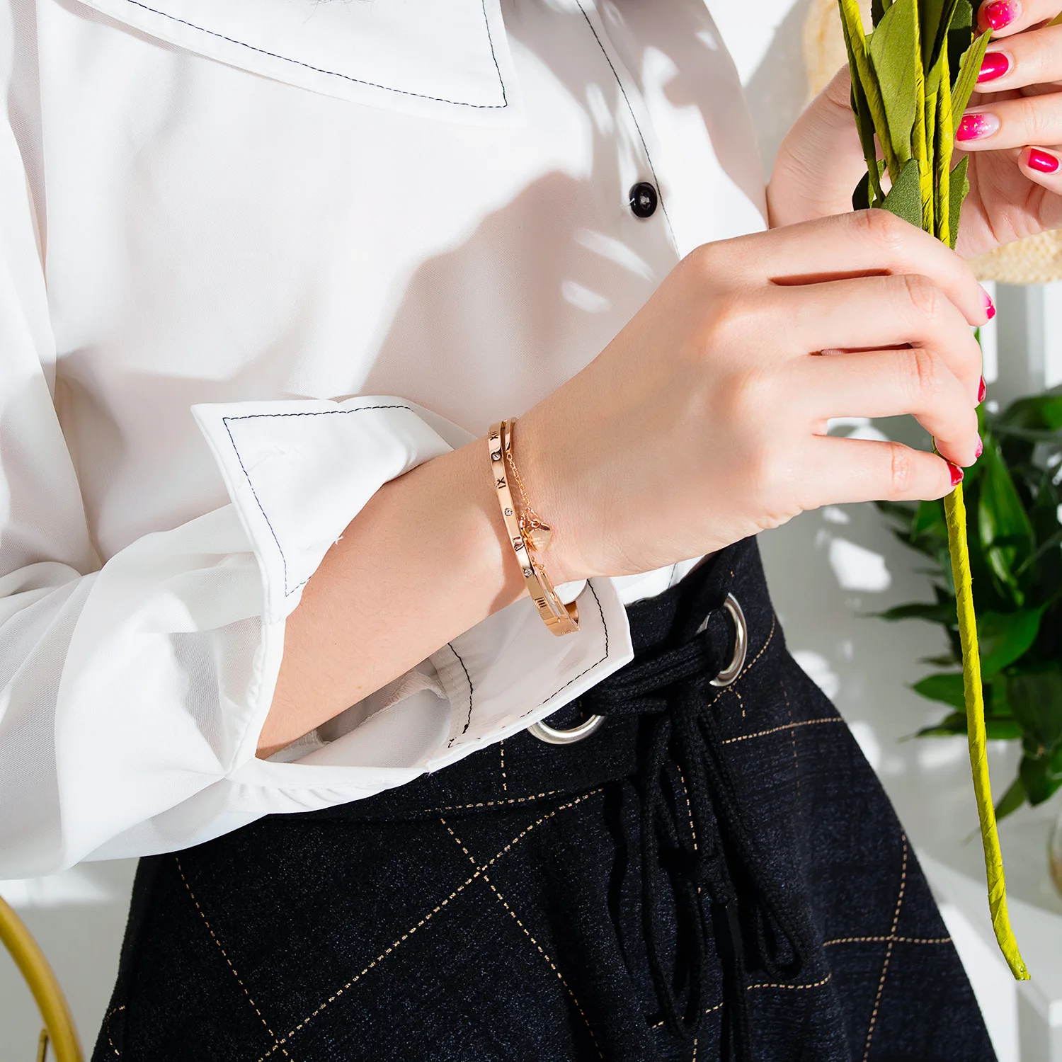 Drop Shipping Fashion Gold/Rose Gold-Color Crystal Heart Charm Bracelets Wrap Cuff Bangles For Women Jewelry Valentine Gift