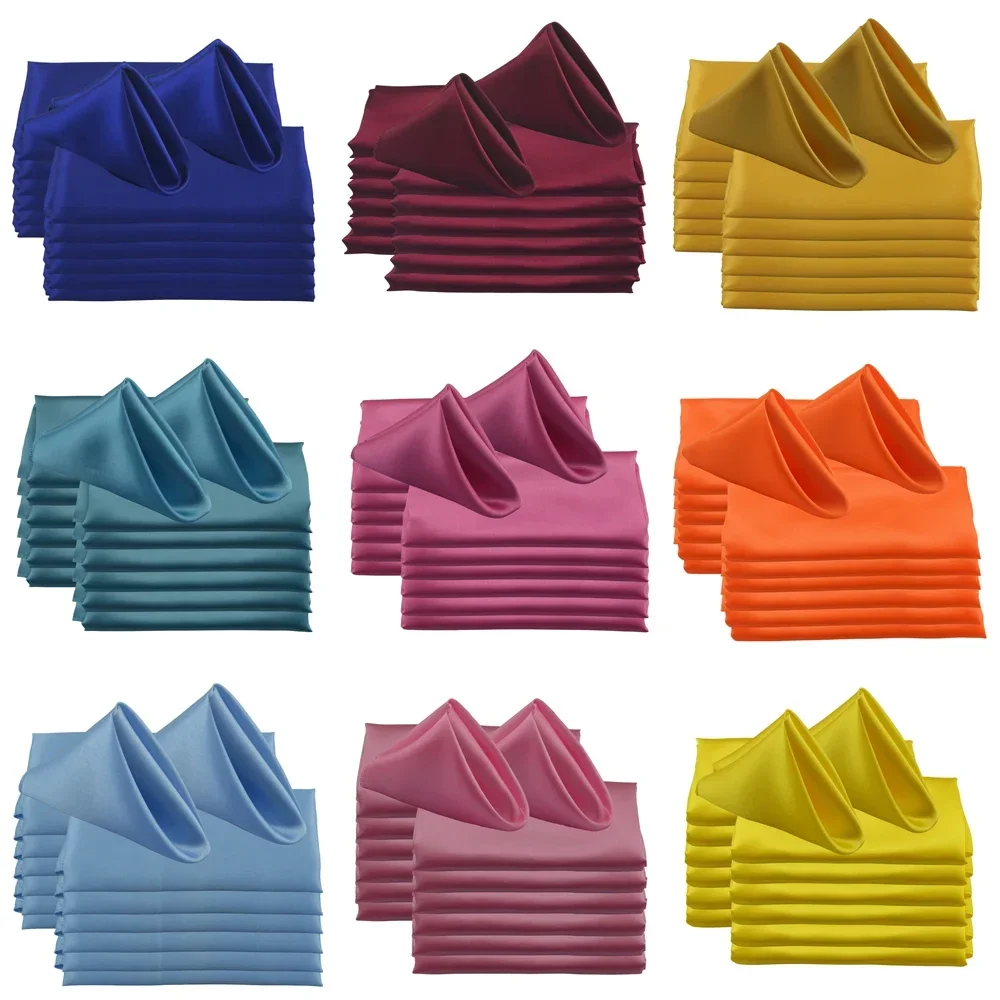 

60pcs Square 48x48cm Satin Napkins For Wedding Party Decors Soft Cloth 19inch Dinner Napkin Restaurant Coffee/Cake Tea Towels