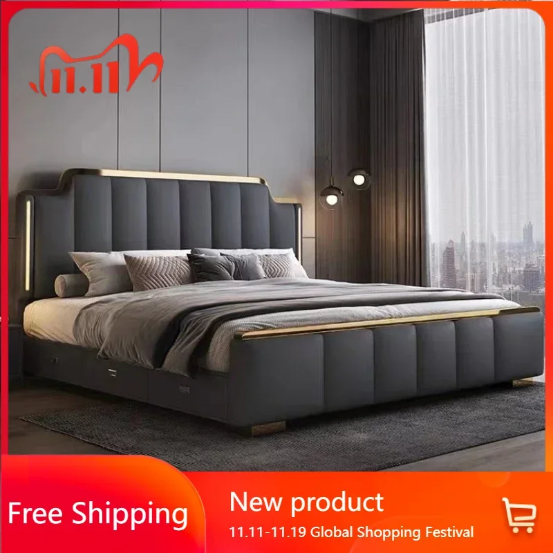 

King Size Headboard Double Bed Nordic Pretty Luxury Frame Double Bed Princess Modern Letto Matrimoniale Bedroom Furniture