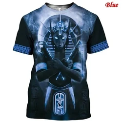 Personality Ancient Egyptian Anubis 3D Printed T Shirt Mens Womens Vintage T-shirts Tops Streetwear Apparel Trendy Unisex Tees