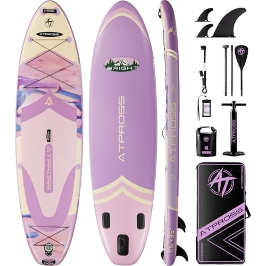Inflatable Paddle Board for Adults PVC Drop-Stitch Material Blue 450lbs Capacity Extra Wide 35 Stable Deck for Yoga Fishing Sur