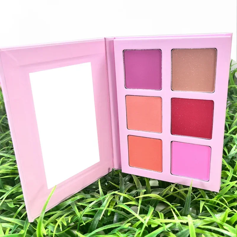 

Square Hole 6-Color Highlight/Blush/Contour Powder Pink Plate DIY Private Label Pigment Long Lasting Natural Custom Logo Makeup