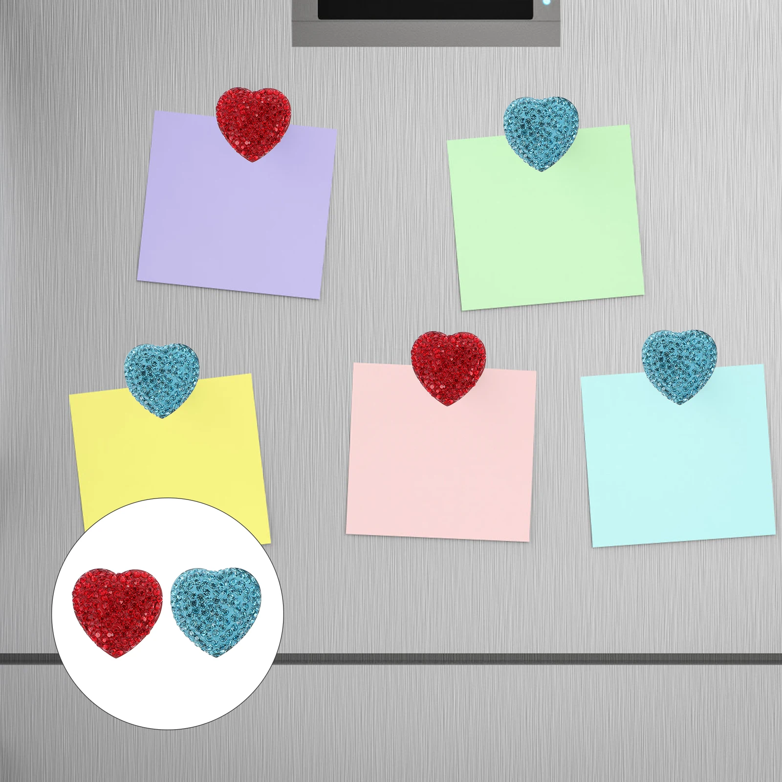 2Pcs Heart Shape Rhinestone Stainless Steel Metal Refrigerator Magnet Patch Fridge Magnets Sticker Metal Decals