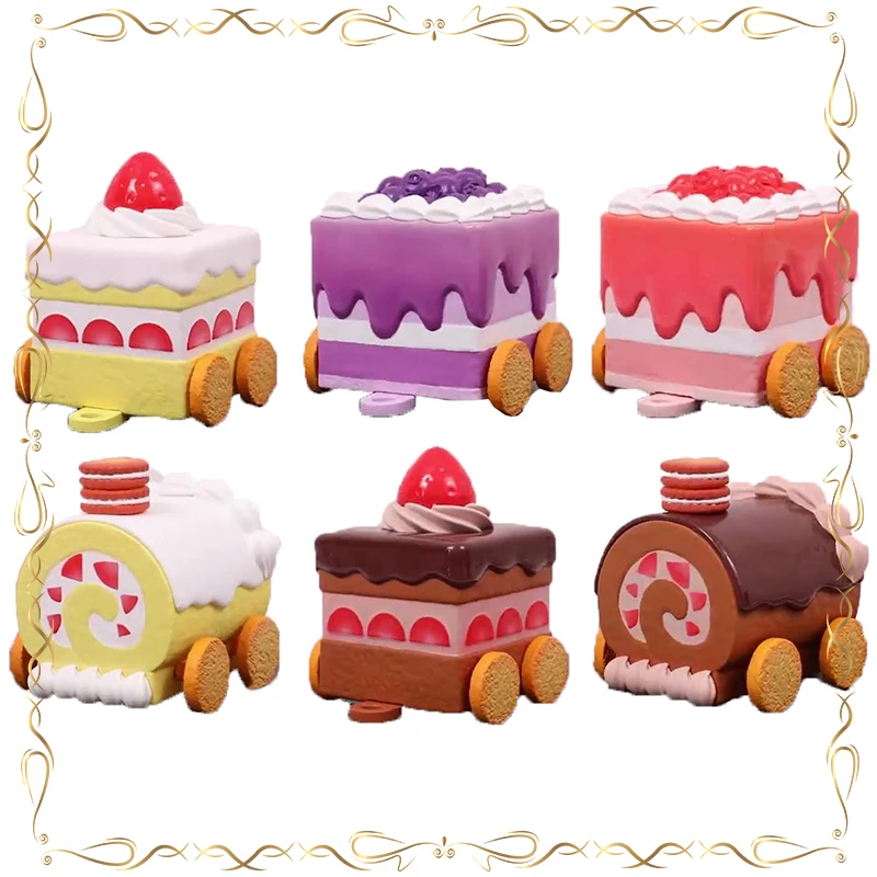 Mainan Model Figur Aksi Ornamen Desktop Koleksi Kawaii Gashapon Kereta Kue Biskuit