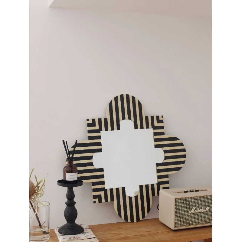 

Retro decorative mirror wrought iron stripe modern hanging mirror design medieval style simple
