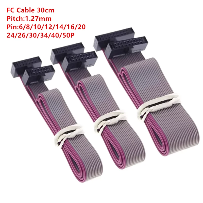1Pcs 1.27MM Pitch FC-6P/8/10/14/16/20/26/30/40/50 Pin 30CM JTAG ISP DOWNLOAD CABLE Gray Flat Ribbon Data FOR DC3 IDC BOX HEADER