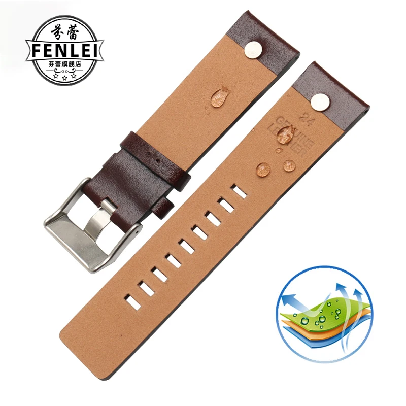 Cow Leather Watchband For Diesel Bracelet For DZ7312 DZ4323 DZ7257 Strap 22mm 24 26mm 28mm 30mm Genuine Leather Wristband Brown